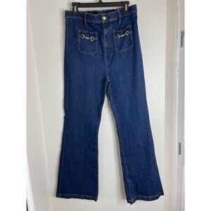 Ann Taylor Bit Hardware Jeans Size 12 • Dark Wash Bootcut Flare Denim Equestrian